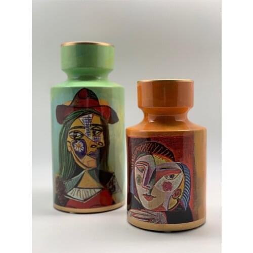 Dia Moore Studio Picasso Porcelain Vase Set of 2