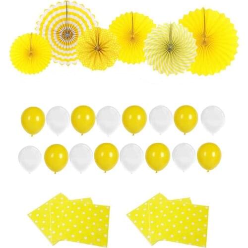 New Mixture Yellow Lemon Color Theme Paper Fan Party Decoration Set For Wedding Birthday Decoration baby shower decorations