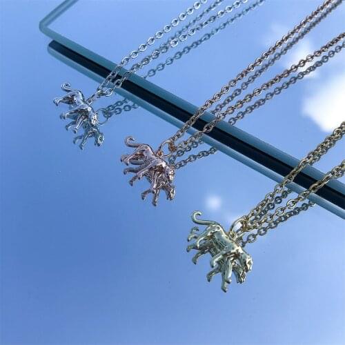 Cartoon animals Zirconia Copper Metal Animal Leopard Pendants Necklaces For Women men Fashion Chain Gold Necklace