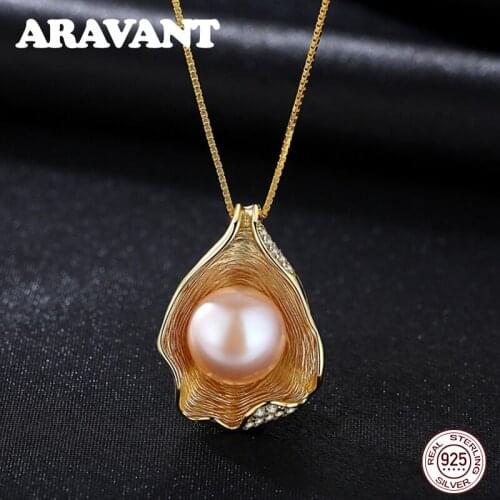 925 Sterling Silver Natural Freshwater Pearl Pendant Necklace Fashion Pearl Jewelry Necklace For Women New Design