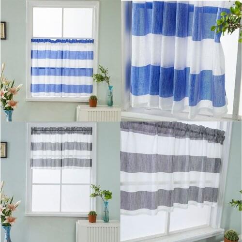 Lovoski 1 Panel Striped Half Curtain Tiers Valance for Small Window