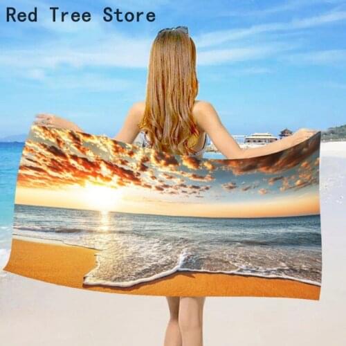 Hello Summer Scenery Beach Towel Microfiber Bath Towels for Kids Adult Toalla Quick-dry Gym Sports Swimming Pool Cover Yoga Mat