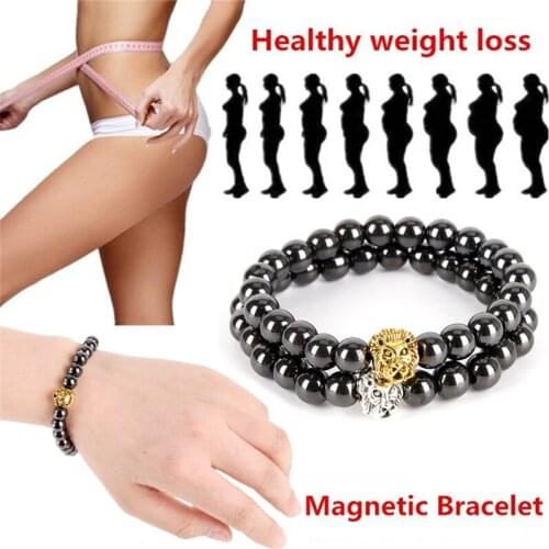 Adjustable Weight Loss Round Black Stone Magnetic Therapy Bracelet Health Care Luxury Slimming Product Hot