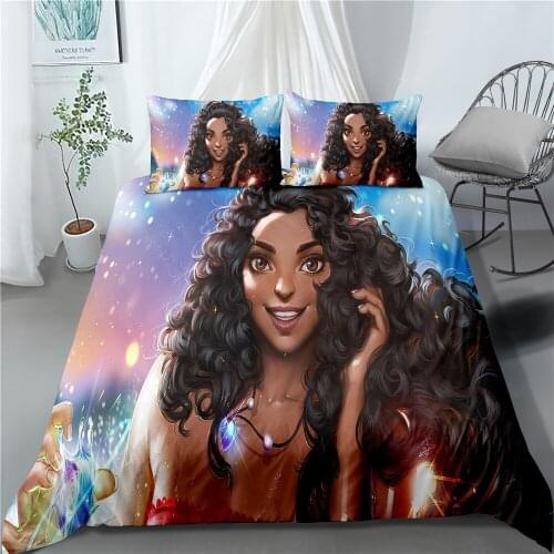 Luxury 3D Print Bedding Sets Cartoon African Girl Duvet Cover with Pillowcase Twin Queen King Comforter Sets for Birthday Gift