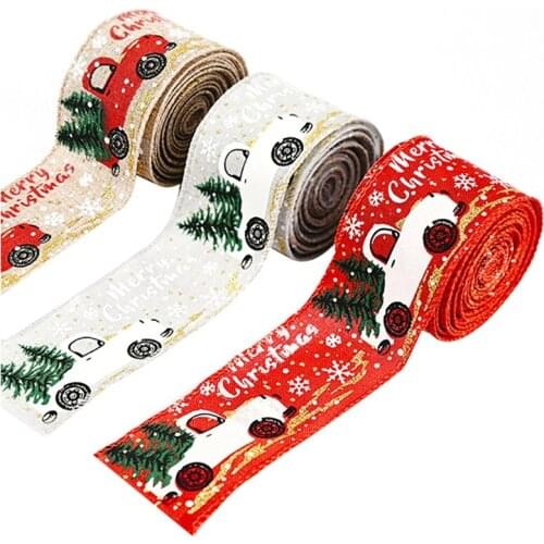Christmas Ribbon With Wire Christmas Decorations For Tree Wreaths Crafts Gift Wrapping Christmas Vintage Truck Burlap
