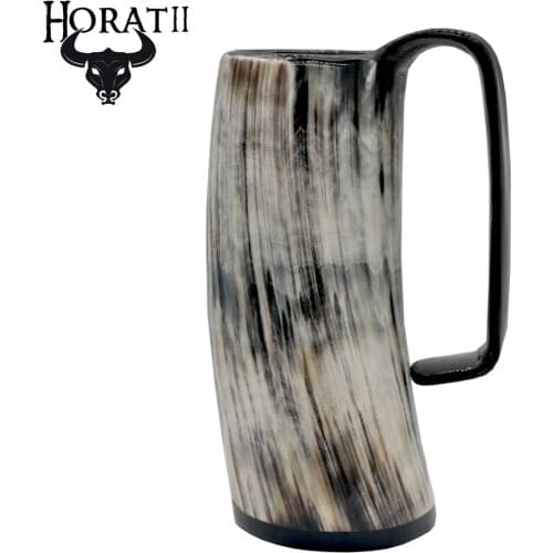 Handmade Ox Buffalo Horn Mug Viking Drinking Mugs Beer Drinking Horn Mug with Horn Bottom