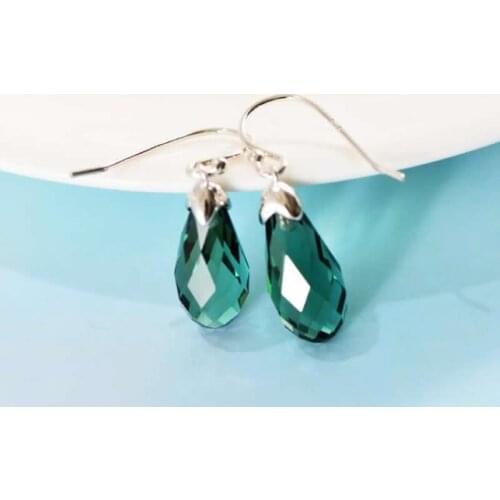 Pure Natural Green Crystal Earrings Vintage Long Dangle Earrings Women Earrings