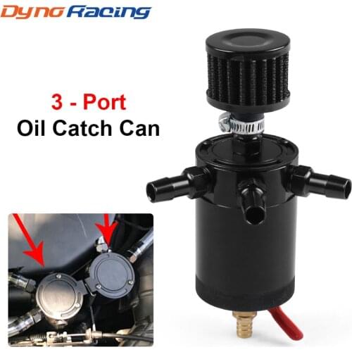Universal 3-Port Compact Baffled Oil Catch Can Tank Oil Catch Can Tank With Breather Filter Engine Mini Oil Separator