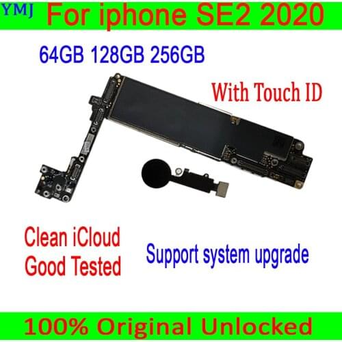 Factory unlocked For iphone SE 2020 Motherboard 64GB 128GB 256GB Original clean iCloud Logic Boards 100% tested with/no Touch ID