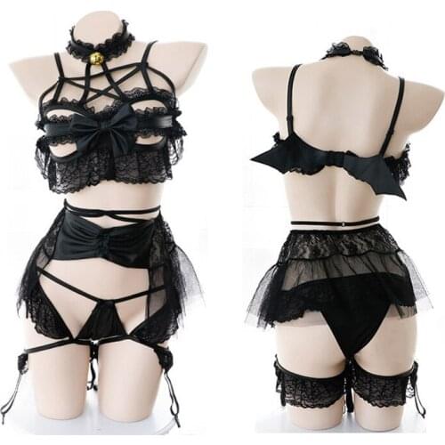 Womens Devil Cosplay Costumes Lolita Cute Cat Lingerie Set Anime Underwear Sexy Bandage Outfit Japanese Love Live Cosplay