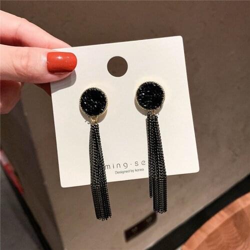 New Fashion Tassel Earrings Dangle Hanging Gem Stone Rhinestone Long Drop Earrings For Women Jewelry brincos bijoux Charms Gifts