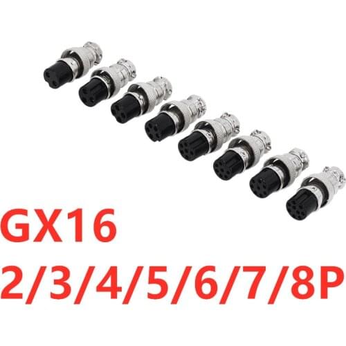 1pcs GX16 2/3/4/5/6/7/8 Pin 16mm Female Plug Wire Panel Circular Connector Aviation Connector Socket