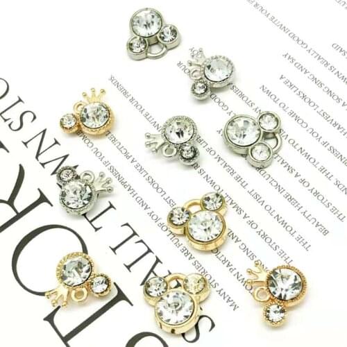 10pcs/Lot Diamond Of Pieces Mickey Head Series Non-Fading Alloy Jewelry Headwear Earrings Pendant Accessories Korean Hot Style