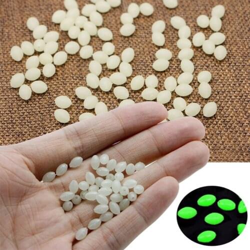 100Pcs Oval Luminous Fishing Beads Glow In The Dark Lure Float Floating Tackles X3UA