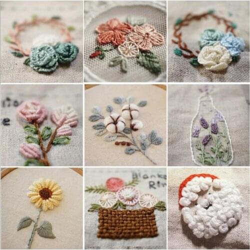 15x15cm Flower Shop Plant Series European embroidery kit simple three-dimensional embroidery Ribbon kit embroidery needlework