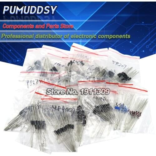 255PCS 1N4001 1N4004 1N4007 1N5408 UF4007 FR307 1N5819 1N5822 6A10 10A10 Fast Switching Rectifier Schottky Diode Assorted Kit
