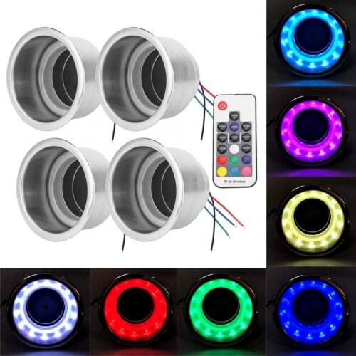4Pcs DC 12V RGB LED Car Beverage Bottle Cup Holders with Remote Control for Marine RV Truck automobiles araba aksesuar