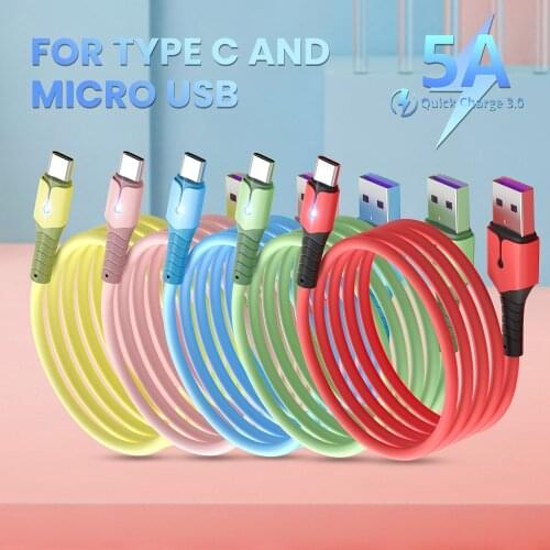 5A usb c cable type c cable Charger For Micro usb Fast Charging Data Cord for Huawei Samsung Xiaomi usb Liquid Silicone Cable