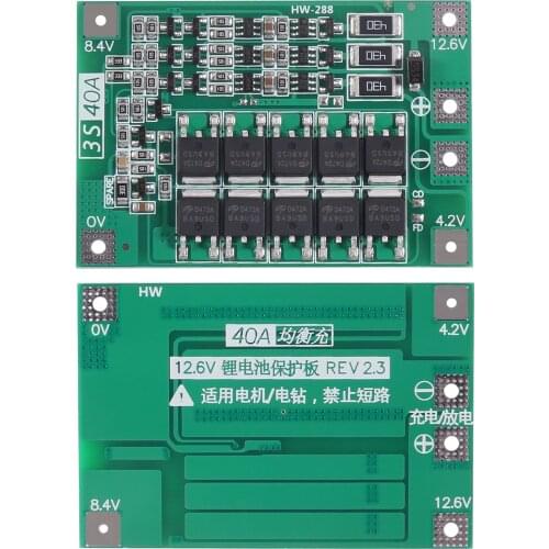 BMS 3S 40A Balancer PCM 18650 Lithium Battery Protection Board 3S BMS Li-ion Charger Charging With Balance 12.6V for Drill Motor