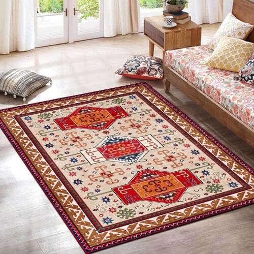 Nordic Style Large Carpet Retro Bohemian Flower Pattern Home Anti-wrinkle Decoration Area Mat Customized Soft Bedside Floor Rugs