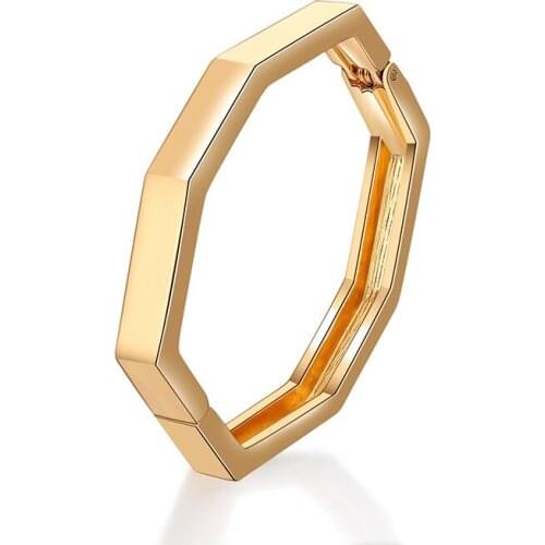 ORNAPEADIA Popular Minimalist Glossy Octagonal Gold Bracelet for Women Geometric Personality Bangles with Charm Jewelry