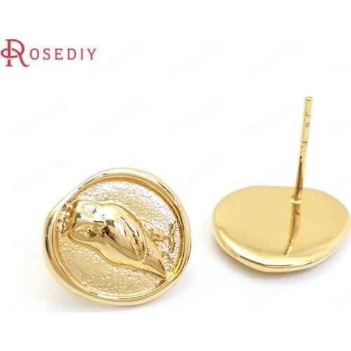 C432)6 pieces 14x13mm 24K Gold Color Brass with 925 Sterling Silver Pins Owl Stud Earrings Jewelry Making Supplies