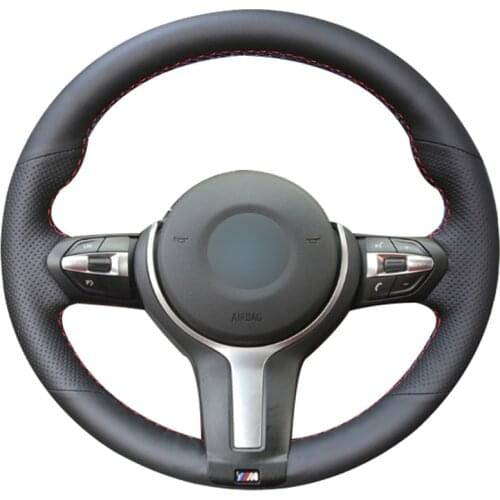 Black Natural Leather Car Steering Wheel Cover for BMW F87 M2 F80 M3 F82 M4 M5 F12 F13 M6 F85 X5 M F86 X6 M F33 F30