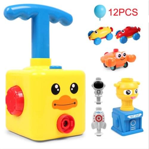 Children Air Inertial Power Balloon Car Toys Launch Tower Rocket Duck Frog Model Educational Science Experiment Toy For Boy Gift