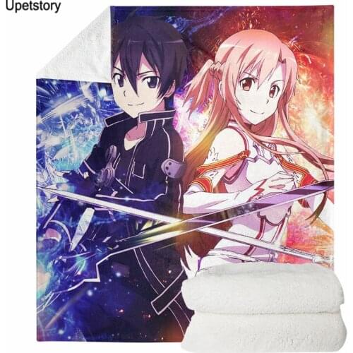 Upetstory Anime Sword Art Online Printed Fleece Blanket for Beds Thick Quilt Fashion Bedspread Sherpa Throw Blanket Adults Kids