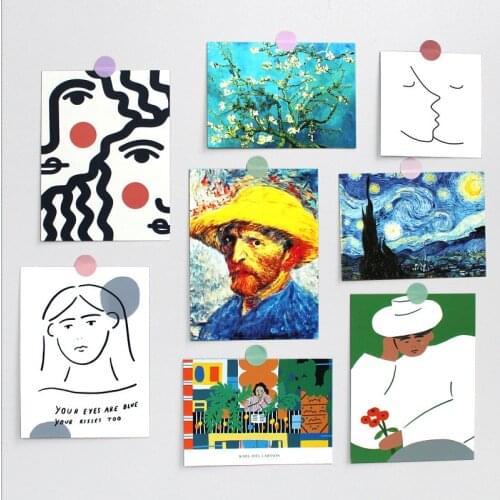 Ins Retro Abstract Art Painting Postcard 3 Sheets Photo Props Bookmarks Mini Poster Wall Sticker Diy Background Decoratiove Card