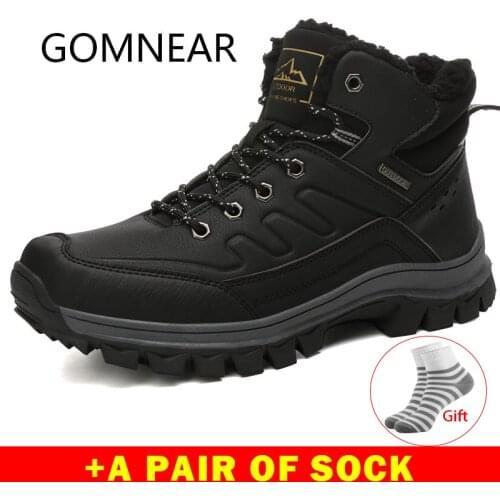 GOMNEAR Winter Hiking Boots for Men Hunting Mountain Shoes Outdoor Sneakers Trekking Boots Waterproof Hiking Shoes Breathable