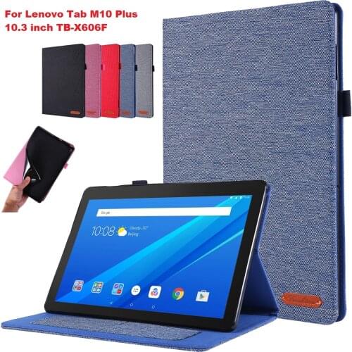 Flip Cloth Tablet Leather Case for Lenovo Tab M10 Plus Tb X606 Protective Cover Fundas for Lenovo M10 Fhd Plus Tb-x606f Case