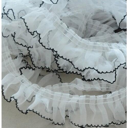 2 Meters Embroidered Pretty Organza Ruffle Lace Trim for Sewing Wide Guipure Lace Fabric Mesh for Clothing Curtain Wedding Dress