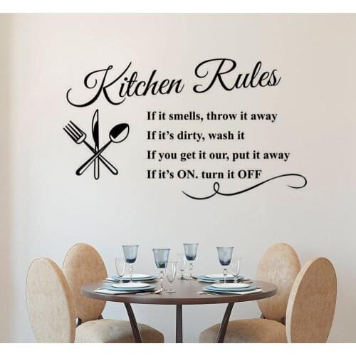 Kitchen Rules Wall Decal Removable Kitchen Quote Wall Sticker Restaurant Home Decor Design Kitchen Rule Wall Art Poster AY1419