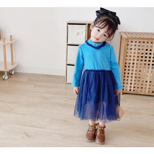 Girls' Small Fresh and Cute Net Yarn Doll Skirt Toddler Fall Clothes Kids Dresses for Girls Flower Dresses Korean Baby Clothes