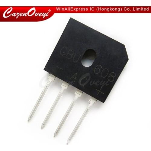 5pcs/lot GBU608 GBU 608 ZIP-4 6A 800V Bridge Rectifier In Stock