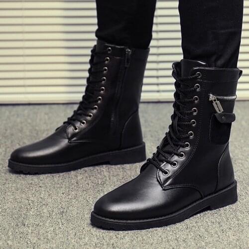 Martin Boots Mens High-top British Style Korean Style Trend All-match Tooling Boots Tide Boots Autumn Mens Knight Boots
