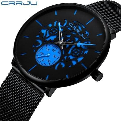 CRRJU Mens Watches Ultra-Thin Minimalist Waterproof - Fashion Wrist Watch for Men Unisex Dress with Stainless Steel Mesh Band