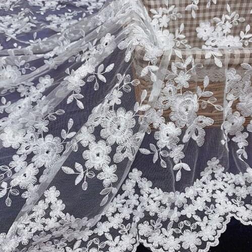 Soft mesh embroidery flower tulle lace fabric DIY dress skirt wedding veil gauze by the yard
