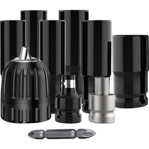 10pcs Electric Impact Wrench Hexs Socket Head Set Kit Drill Chuck Drive Adapter Set for Electric Drill Wrench Screwdrivers