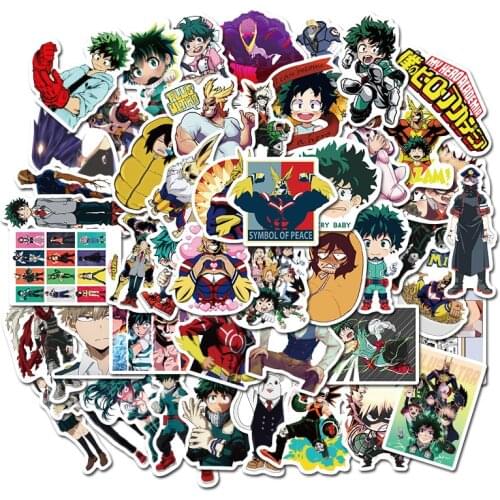 50pcs My Hero Academia Suitcase Stickers Skateboard Laptop Izuku Midoriya All Might Boku no Hero Academia Anime Decal Character