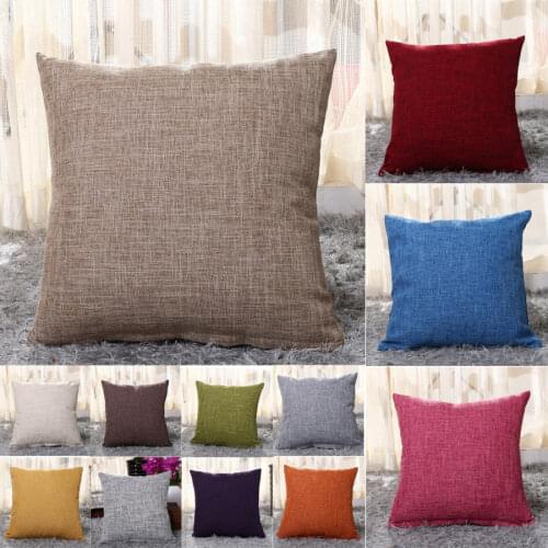 Cushion Cover 50X50 Solid Pillow Case Home Decor Pillowcase with Zipper Decorative Cotton Linen for Sofa Car Chair 45x45 40X40