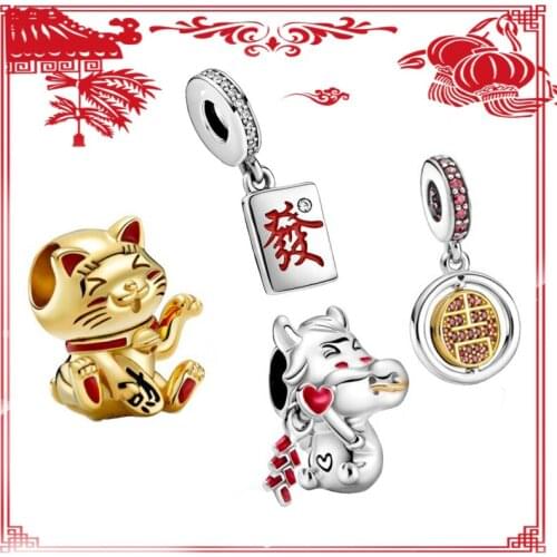Kakany 2021 New High Quality 100% 925 Silver Original Lunar New Year Lucky Cat Cute Calf Beads Exquisite DIY Jewelry Gift