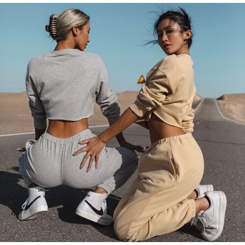 2021 new womens casual loose sports sweatshirt suit 2-piece set