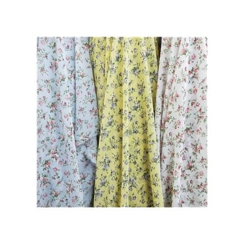 Chiffon printed ramie fabric draping thickening impermeable dress short sleeve large swing skirt floral fashion20200630363