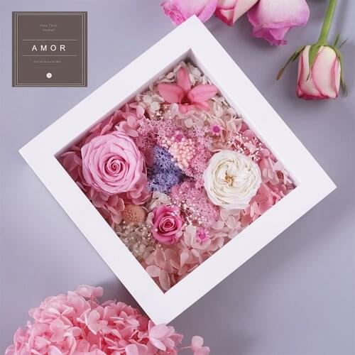 YO CHO 8pc Preserved Rose Flowers Valentines day Immortal Rose Gift Box Flower DIY Home Party Decor Rose Eternal Flores Box Gift