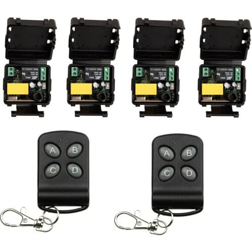 RF mini Wireless Remote Control AC 220 V 1 channel 4 Receiver & 2 transmitter self-lock