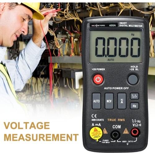RICHMETERS RM408A AC/DC Voltage Digital Multimeter 8000 Counts True-RMS Auto Ranging Temperature Measuring Meter Light Backlight