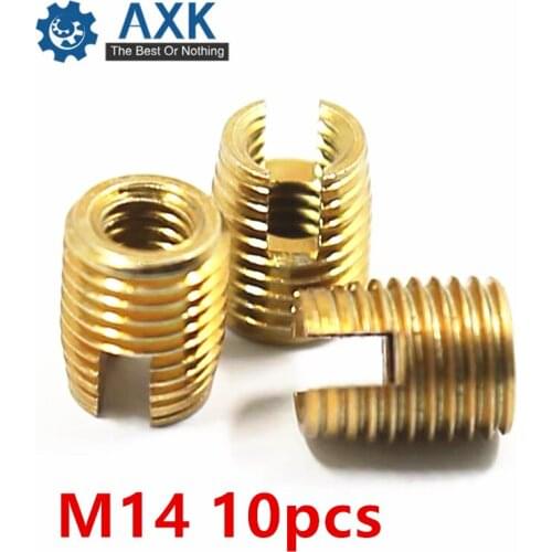 10pcs M14 Self Tapping Thread Insert Screw Bushing M14*M18*24mm 302 Slotted Type Wire Thread Repair Insert Steel With Zinc