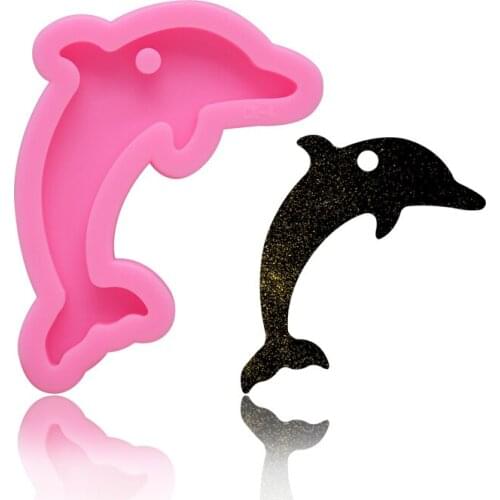 Dolphin Shape Silicone Mold Making Key Ring Pendant Decoration Keychain Jewelry Shiny Epoxy Resin Craft Rubber Crafting